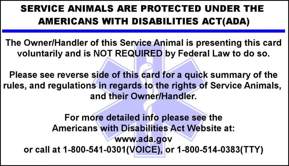 Ada service dog law cards cheap