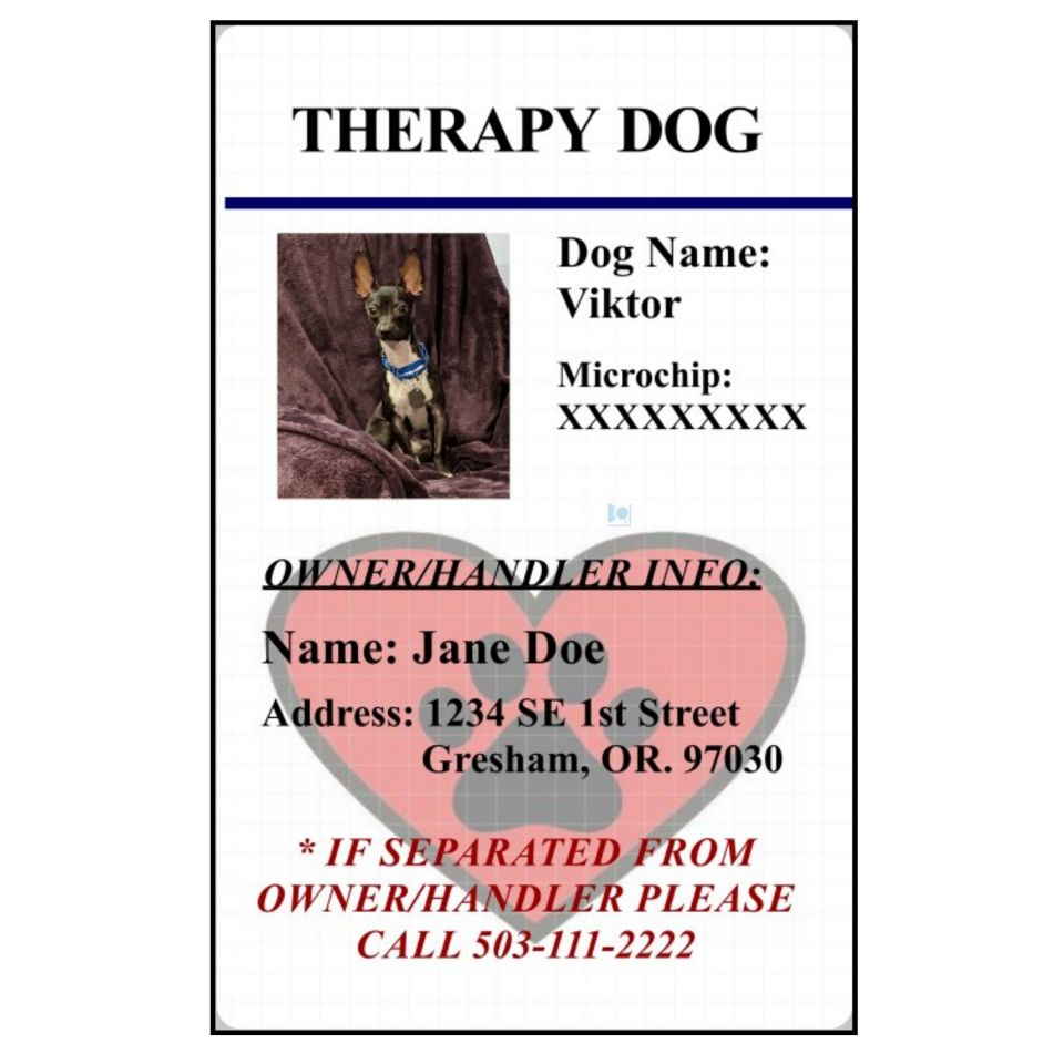 raspberryfield THERAPY DOG ID CARD VERTICAL